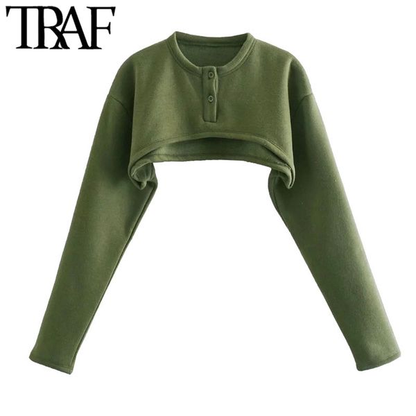 traf women fashion with buttons fleece cropped sweatshirts vintage o neck long sleeve female pullovers chic 210415, Black
traf women fashion with buttons fleece cropped sweatshirts vintage o neck long sleeve female pullovers chic 210415, Black