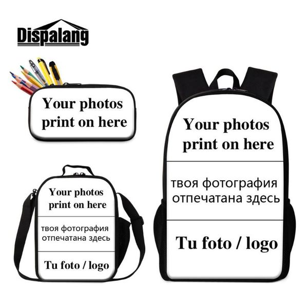 backpack 3pcs bags set for school customize your image schoolbag children custom pencil case student portable bag lunch