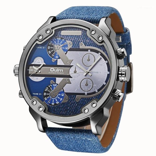 wristwatches oulm denim men sport watch big dial quartz men's stainless steel leather male fashion wristwatch, Slivery;brown
wristwatches oulm denim men sport watch big dial quartz men's stainless steel leather male fashion wristwatch, Slivery;brown