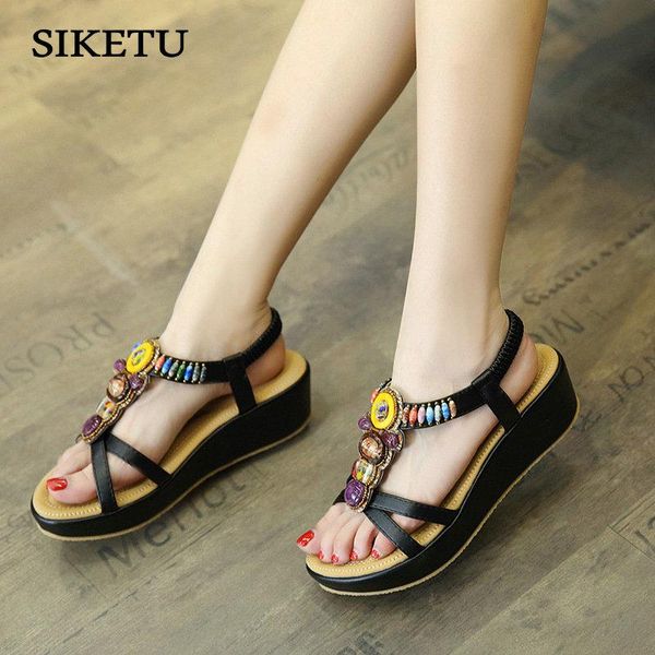 bohemia wedge women string bead sandals summer vintage rhinestone woman beach shoes, Black
bohemia wedge women string bead sandals summer vintage rhinestone woman beach shoes, Black