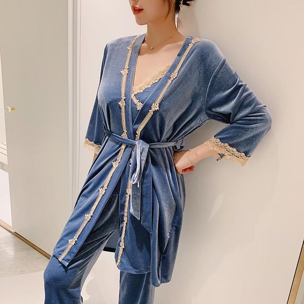 women's sleepwear 3pcs gold velvet pure color exquisite nightgown suit women spring autumn loose lace long-sleeved comfortable home wea, Black;red
women's sleepwear 3pcs gold velvet pure color exquisite nightgown suit women spring autumn loose lace long-sleeved comfortable home wea, Black;red