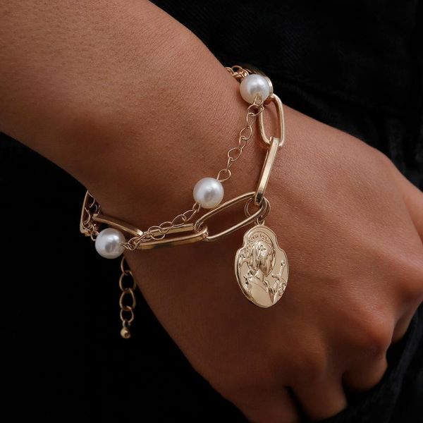 link chain charm imitation pearl bracelet bangle for women armband steampunk lock chunky bracelets friend couple jewelry, Black
link chain charm imitation pearl bracelet bangle for women armband steampunk lock chunky bracelets friend couple jewelry, Black
