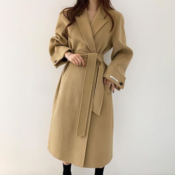 women's wool & blends women autumn winter yellow long coat jacket sashes button up woolen overcoat slim waist outerwear cardigan, Black
women's wool & blends women autumn winter yellow long coat jacket sashes button up woolen overcoat slim waist outerwear cardigan, Black