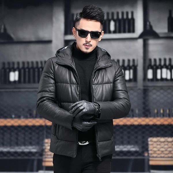 men's leather & faux genuine jacket sheepskin real men slim duck down winter coat jaqueta de couro ma8201xf605 yy1121, Black
men's leather & faux genuine jacket sheepskin real men slim duck down winter coat jaqueta de couro ma8201xf605 yy1121, Black
