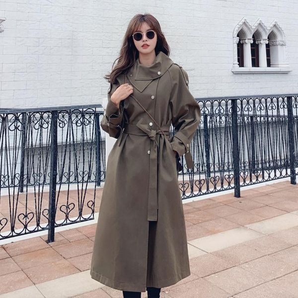 women's trench coats women long khaki coat army green single breasted loose casual bandage overcoat cloak female windbreasker outerwear, Tan;black
women's trench coats women long khaki coat army green single breasted loose casual bandage overcoat cloak female windbreasker outerwear, Tan;black