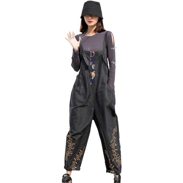 women's pants & capris qing mo black women vintage overalls 2021 floral embroidery female fashionable zqy7124, Black;white
women's pants & capris qing mo black women vintage overalls 2021 floral embroidery female fashionable zqy7124, Black;white