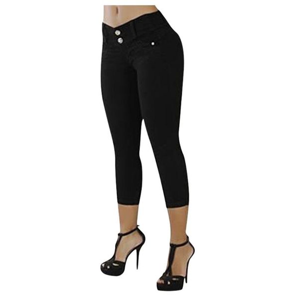 women's jeans women spring black double button cropped high waist elastic three quarters solid color female denim pants yl5, Blue
women's jeans women spring black double button cropped high waist elastic three quarters solid color female denim pants yl5, Blue