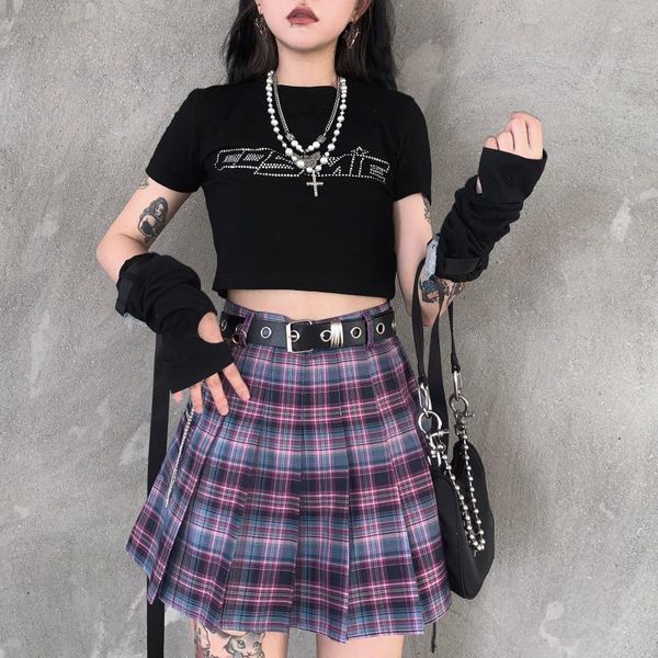 with belt chain female group wind dark ins japanese lattice a-line skirt jk pleated student skirts, Black
with belt chain female group wind dark ins japanese lattice a-line skirt jk pleated student skirts, Black