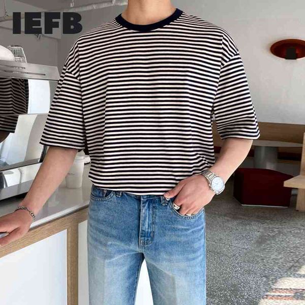 iefb men's striped short sleeve t-shirt pure cotton summer round neck korean fashion loose black white vintage causal 9y7182 210524, White;black
iefb men's striped short sleeve t-shirt pure cotton summer round neck korean fashion loose black white vintage causal 9y7182 210524, White;black