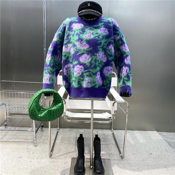 women's sweaters brand original design 2021 retro flower purple mohair sweater lazy wind loose pullover long sleeve top, White;black
women's sweaters brand original design 2021 retro flower purple mohair sweater lazy wind loose pullover long sleeve top, White;black