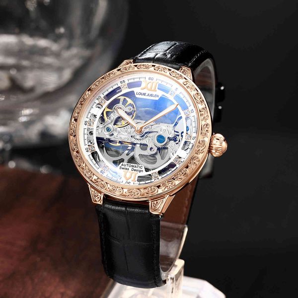 new men mechanical sports clock hollow out gentlemen fashion lighting, Slivery;brown
new men mechanical sports clock hollow out gentlemen fashion lighting, Slivery;brown