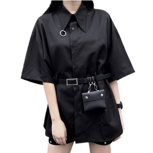 summer korean fashion blake shirts women japanese harajuku gothic style button ladies girl blouses oversized punk clothes, White;black
summer korean fashion blake shirts women japanese harajuku gothic style button ladies girl blouses oversized punk clothes, White;black