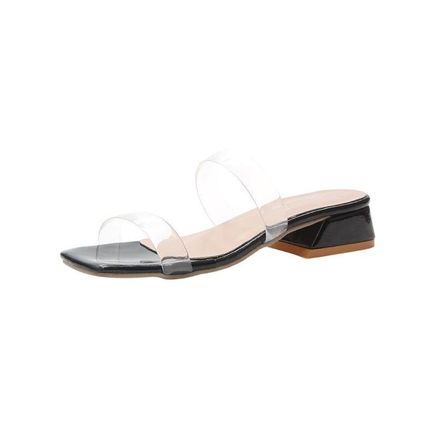 slippers shoes women slipper 2021 summer pu upper rubber sole mid heel outdoor fashion transparent women's, Black
slippers shoes women slipper 2021 summer pu upper rubber sole mid heel outdoor fashion transparent women's, Black