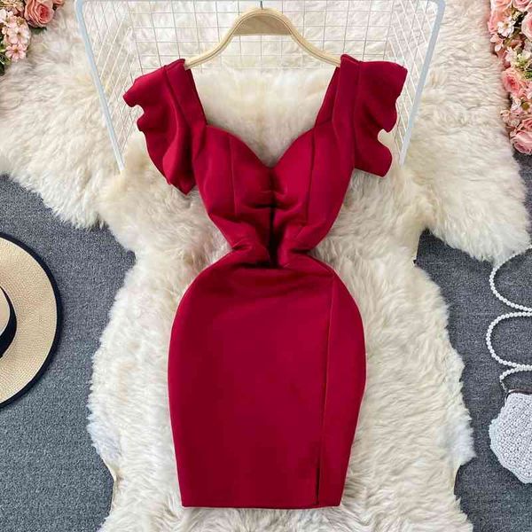 summer style solid color waist slimming v-neck dress with backpack hip split and flying sleeves 210709, Black;gray
summer style solid color waist slimming v-neck dress with backpack hip split and flying sleeves 210709, Black;gray