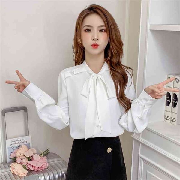 women's spring autumn korean the solid color bow chiffon white shirt stand-up collar loose slim blouse gx637 210507
women's spring autumn korean the solid color bow chiffon white shirt stand-up collar loose slim blouse gx637 210507