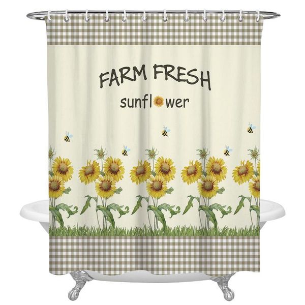 shower curtains brown plaid sunflower bee bathroom curtain polyester fabric waterproof with hooks
shower curtains brown plaid sunflower bee bathroom curtain polyester fabric waterproof with hooks