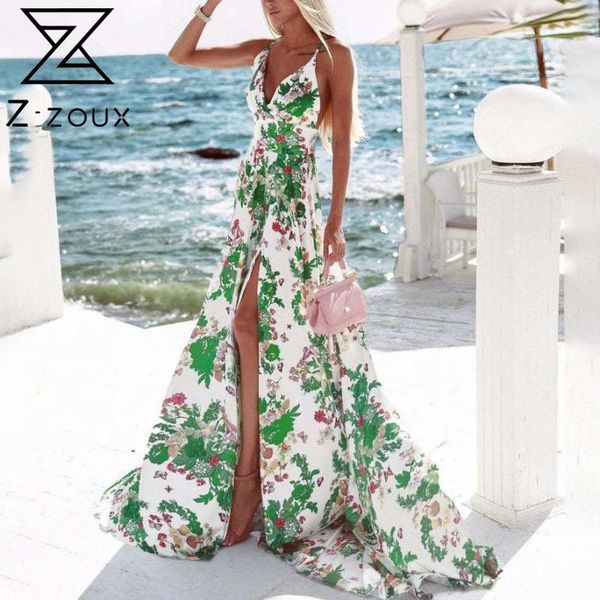 women dress deep v neck bohemia print floral maxi es backless sleeveless long spaghetti strap es 210524, Black;gray 
women dress deep v neck bohemia print floral maxi es backless sleeveless long spaghetti strap es 210524, Black;gray