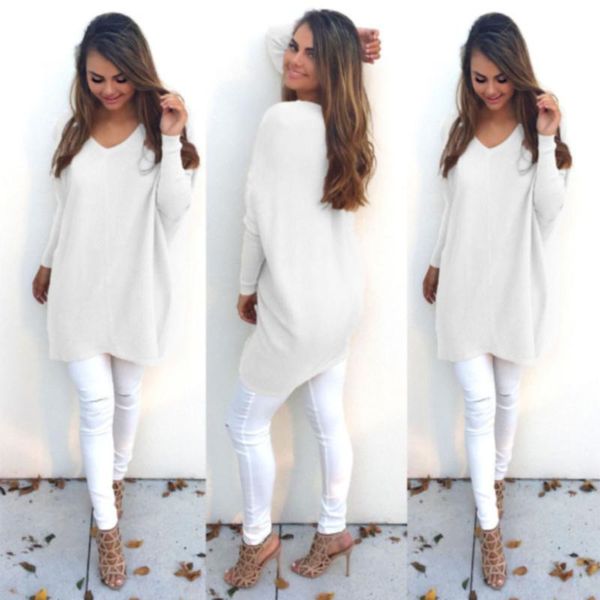 women's sweaters fashion sweater women v neck long sleeve tunic pullover casual loose knitted autumn winter knitwear oversized, White;black
women's sweaters fashion sweater women v neck long sleeve tunic pullover casual loose knitted autumn winter knitwear oversized, White;black