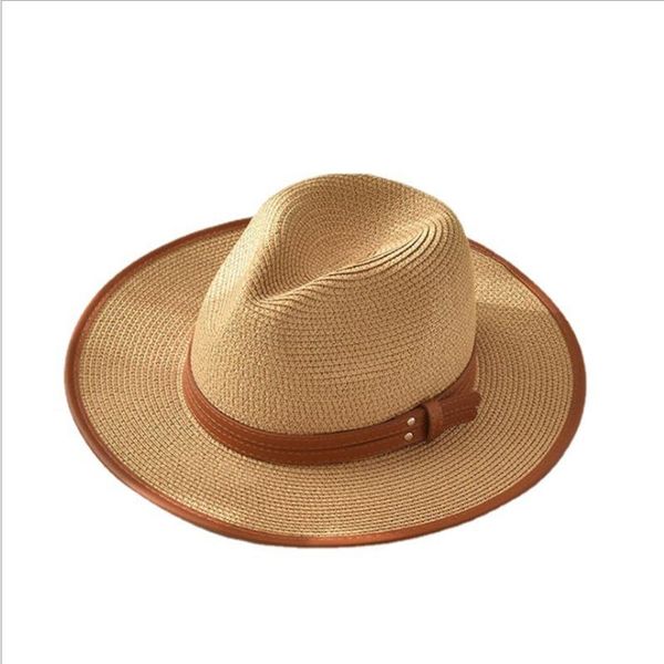 wide brim hats straw hat summer women men beach panama jazz sun cap fashion uv protection fedora, Blue;gray
wide brim hats straw hat summer women men beach panama jazz sun cap fashion uv protection fedora, Blue;gray