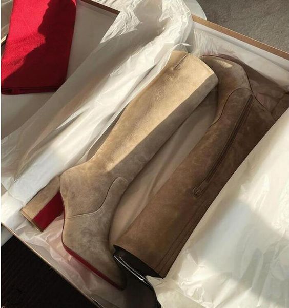women long boot winter cool lady shoes red bottom boots high heels genuine leather suede side zipper cavalika knee over booty round toe fash, Black
women long boot winter cool lady shoes red bottom boots high heels genuine leather suede side zipper cavalika knee over booty round toe fash, Black