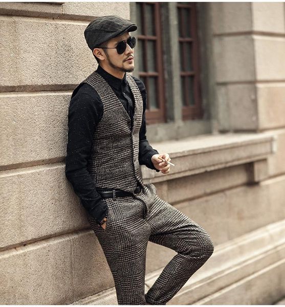 men's vests slim wool casual plaid european vest fashion design suit groomsman wedding, Black;white
men's vests slim wool casual plaid european vest fashion design suit groomsman wedding, Black;white