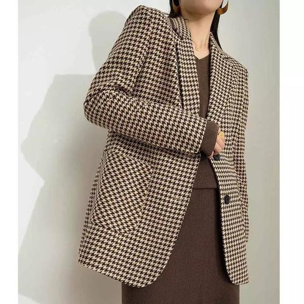 women's wool & blends woollen overcoat winter houndstooth jacket korean version custom made woolen coat suit thick windbreaker, Black
women's wool & blends woollen overcoat winter houndstooth jacket korean version custom made woolen coat suit thick windbreaker, Black