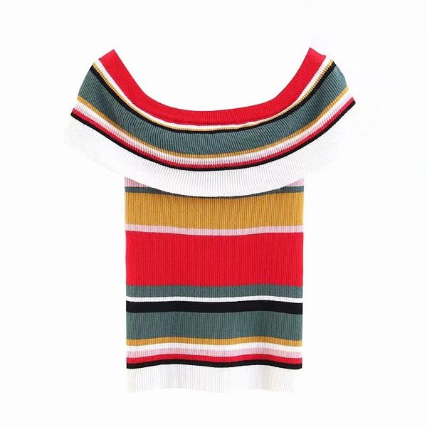 sweater 2021 springtime woman elastic rainbow knitted sweet girls slash neck sleeves female mesh, White;black
sweater 2021 springtime woman elastic rainbow knitted sweet girls slash neck sleeves female mesh, White;black