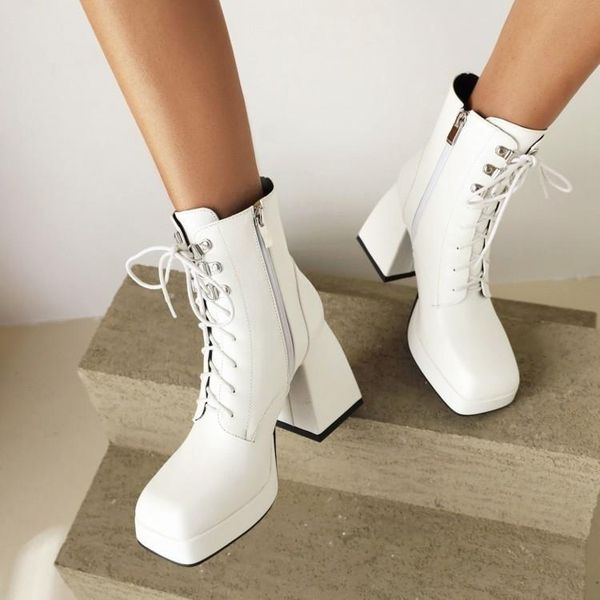 boots high heeled fashion 2021 autumn and winter women's shoes large square head lace up waterproof platform thick bottom, Black
boots high heeled fashion 2021 autumn and winter women's shoes large square head lace up waterproof platform thick bottom, Black
