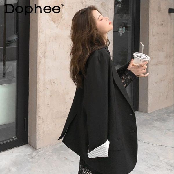 women's suits & blazers elegant business small suit jacket women thin loose blazer buttons trendy 2021 spring and autumn office lady co, White;black
women's suits & blazers elegant business small suit jacket women thin loose blazer buttons trendy 2021 spring and autumn office lady co, White;black