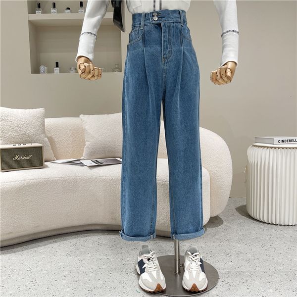 female design niche spring washed blue-waisted fashion high-waisted jeans style and loose slacks straight
female design niche spring washed blue-waisted fashion high-waisted jeans style and loose slacks straight