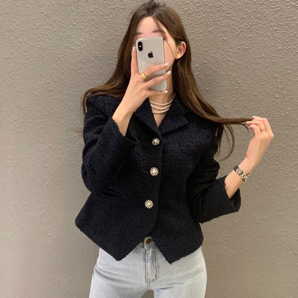 women's jackets korean female coat chic french suit collar single breasted slim fit waist long sleeve tweed short, Black;brown
women's jackets korean female coat chic french suit collar single breasted slim fit waist long sleeve tweed short, Black;brown