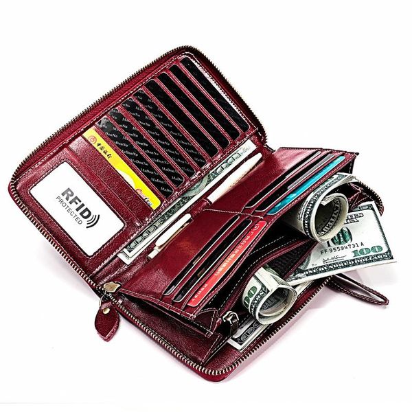 wallets genuine leather women wallet rfid large capacity long fashion money bag, Red;black
wallets genuine leather women wallet rfid large capacity long fashion money bag, Red;black