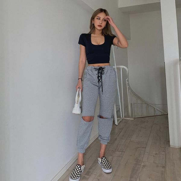 women's pants & capris bandage hollow out lace up sweatpants and jogger street women casual harem trousers track pantalon femme ripped, Black;white
women's pants & capris bandage hollow out lace up sweatpants and jogger street women casual harem trousers track pantalon femme ripped, Black;white