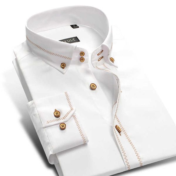 luxury 100% cotton mens dress shirt white long sleeve formal fashion business work social smart casual shirt 210708, White;black
luxury 100% cotton mens dress shirt white long sleeve formal fashion business work social smart casual shirt 210708, White;black
