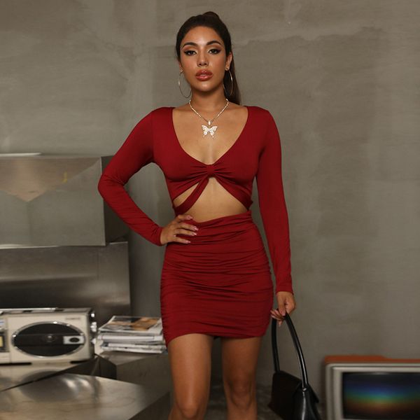 summer hollow hip long-sleeved pleated solid slim women's dress nightclub red party club autumn mini bodycon dresses 210423, Black;gray
summer hollow hip long-sleeved pleated solid slim women's dress nightclub red party club autumn mini bodycon dresses 210423, Black;gray