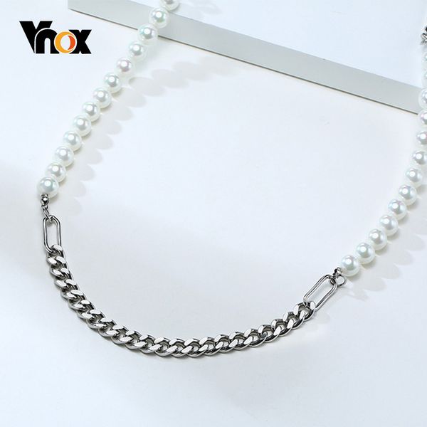 vnox 8mm pearl beads necklaces for men stainless steel cuban chain punk gothic male jewelry, Silver
vnox 8mm pearl beads necklaces for men stainless steel cuban chain punk gothic male jewelry, Silver