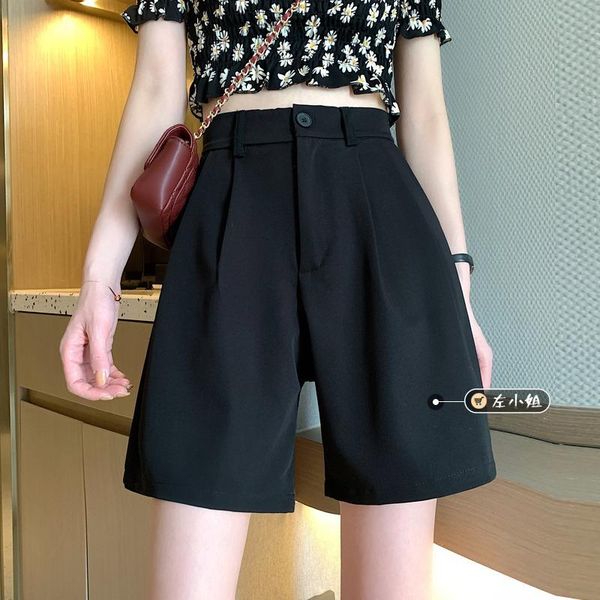 women's shorts 2021 spring korean style casual black suit loose slimming high all-match wide leg pants fashion, White;black
women's shorts 2021 spring korean style casual black suit loose slimming high all-match wide leg pants fashion, White;black