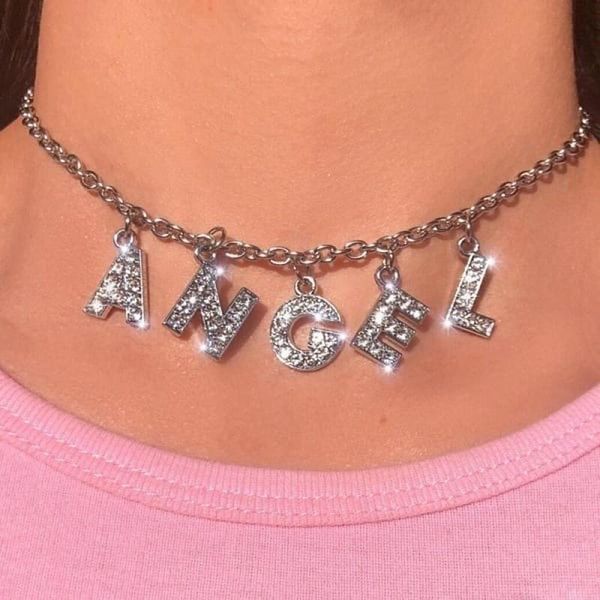 punk letter necklace for women elegant bling crystal pendant chain jewelry angel drop ship wholesale necklaces, Silver
punk letter necklace for women elegant bling crystal pendant chain jewelry angel drop ship wholesale necklaces, Silver