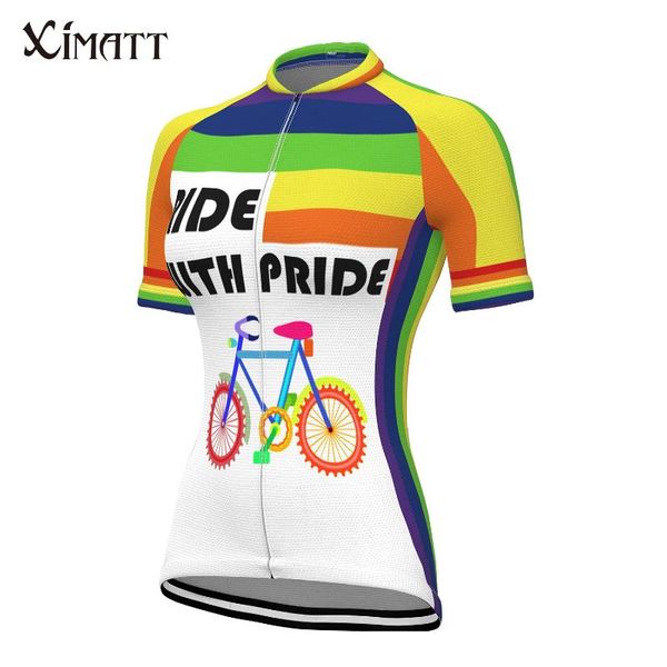 racing jackets women's short sleeve cycling jersey summer polyester white rainbow stripes bicycle clothing female mtb motocross sportwe, Black;red
racing jackets women's short sleeve cycling jersey summer polyester white rainbow stripes bicycle clothing female mtb motocross sportwe, Black;red