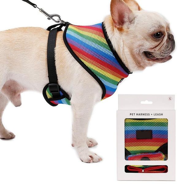 dog collars & leashes soft mesh breathable rainbow color harness leash vest walking lead with poop bags for small medium dogs
dog collars & leashes soft mesh breathable rainbow color harness leash vest walking lead with poop bags for small medium dogs