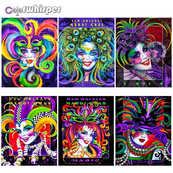 diamond painting full square/round drill mardi gras clown venice carnival prom dress up 5d daimond cross stitch xp150