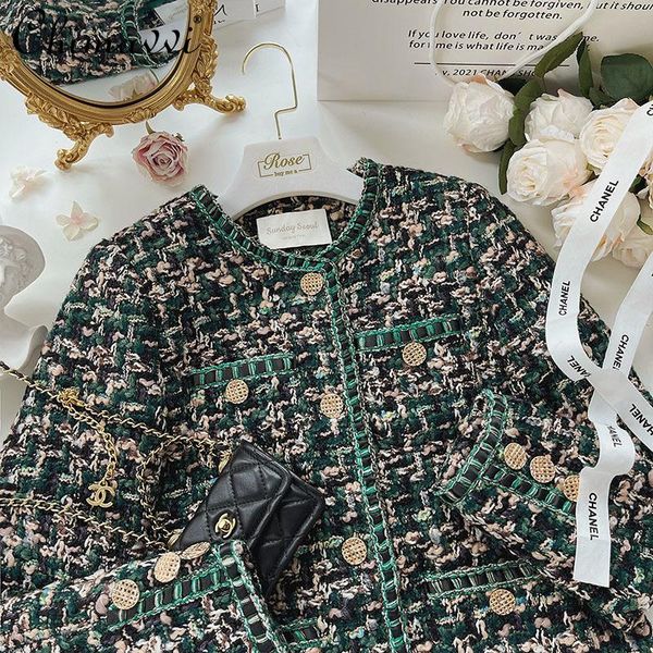 women's wool & blends fashion retro plaid trim metal buckle decorative coat 2021 autumn winter tweed suit jacket long-sleeved temperame, Black
women's wool & blends fashion retro plaid trim metal buckle decorative coat 2021 autumn winter tweed suit jacket long-sleeved temperame, Black
