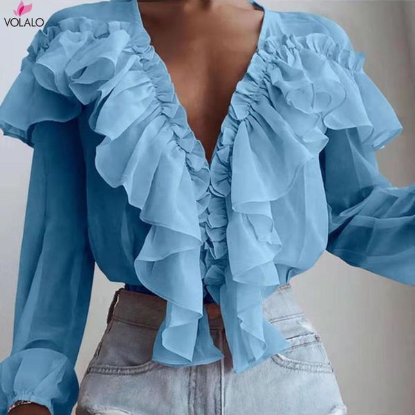 women's blouses & shirts women 2021 summer ruffled stylish plus size v neck long sleeve shirt female casual buttons sweet blusas, White
women's blouses & shirts women 2021 summer ruffled stylish plus size v neck long sleeve shirt female casual buttons sweet blusas, White