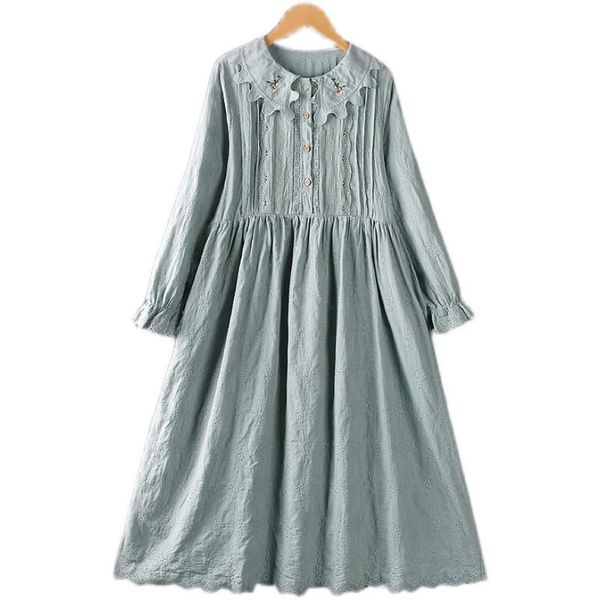 casual dresses spring autumn women literary sweet ruffles collar embroidery cotton linen mori girl vintage midi long dress boho vestido muje, Black;gray
casual dresses spring autumn women literary sweet ruffles collar embroidery cotton linen mori girl vintage midi long dress boho vestido muje, Black;gray