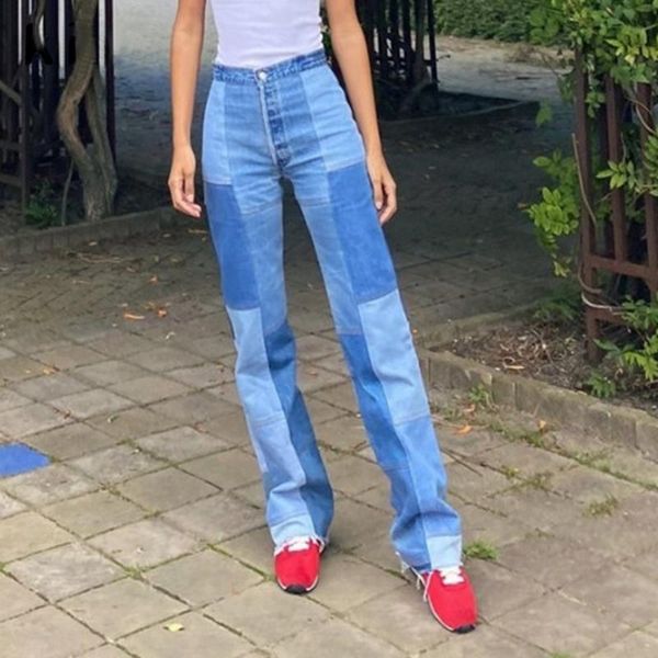patchwork straight leg jeans women high waist denim trousers 2021 autumn fashion color match vintage pants aspa82144 women's, Blue
patchwork straight leg jeans women high waist denim trousers 2021 autumn fashion color match vintage pants aspa82144 women's, Blue