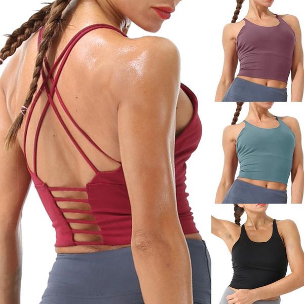 cross shoulder straps sports bra yoga women bralette fitness gym running workout pad tank vest crop push up bras clothing, White;black
cross shoulder straps sports bra yoga women bralette fitness gym running workout pad tank vest crop push up bras clothing, White;black