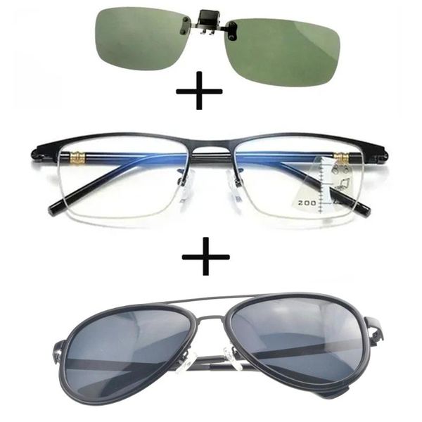 sunglasses 3pcs progressive far and near business reading glasses men women + polarized pilot clip, White;black
sunglasses 3pcs progressive far and near business reading glasses men women + polarized pilot clip, White;black