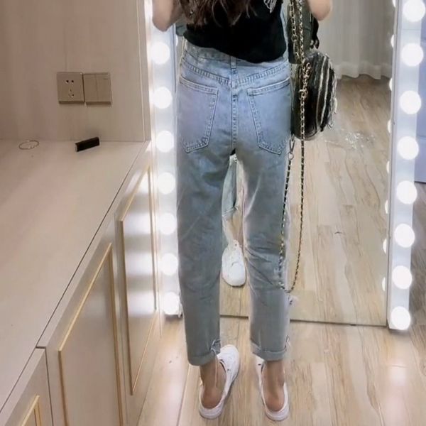 women's jeans casual, high-streetwear female brem pants loose hip hop ankle length frilly brim 2861, Blue
women's jeans casual, high-streetwear female brem pants loose hip hop ankle length frilly brim 2861, Blue