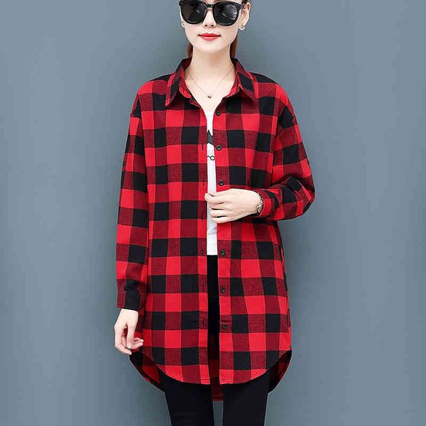 long sleeves autumn winter thickening plus velvet black white lattice shirt women's loose casual women 669h 210420
long sleeves autumn winter thickening plus velvet black white lattice shirt women's loose casual women 669h 210420