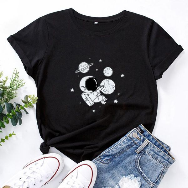 women's t-shirt cartoon astronaut pattern tshirt women harajuku style casual loose print tee light comfortable short-sleeved woman, White
women's t-shirt cartoon astronaut pattern tshirt women harajuku style casual loose print tee light comfortable short-sleeved woman, White